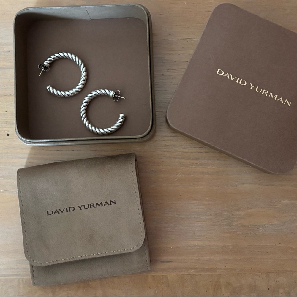 David Yurman Silver Twisted Rope Earrings